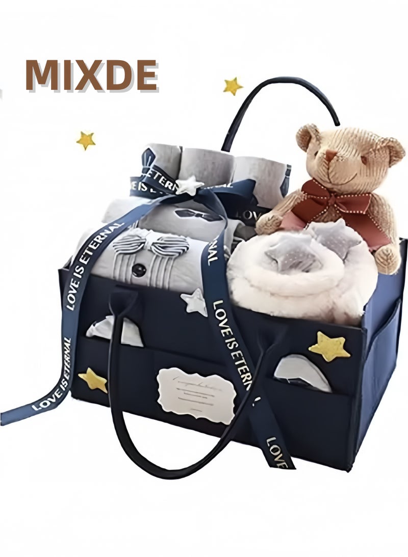 ميكسد مجموعة هدايا للاطفال حديثي الولادة من هالايا®، مجموعة هدايا لحديثي الولادة من البنات والاولاد، مجموعة اكسسوارات ملابس اطفال من القطن الفاخر تناسب حديثي الولادة حتى 3 اشهر - Image 1